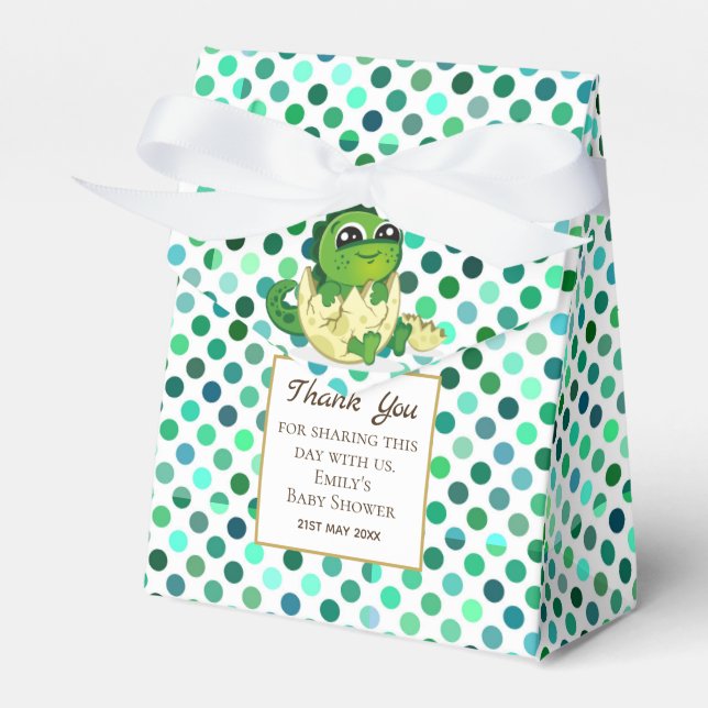 Ein kleines, frisches DINOSAUR Baby Duschbad Party Geschenkschachtel (Vorderseite)