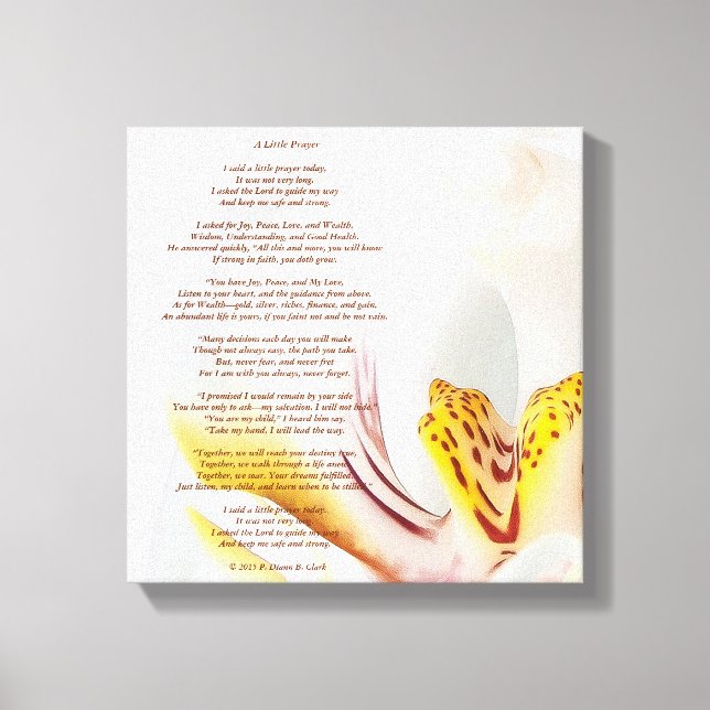 "Ein kleines Gebet" Orchid Leinwanddruck (Vorderseite)