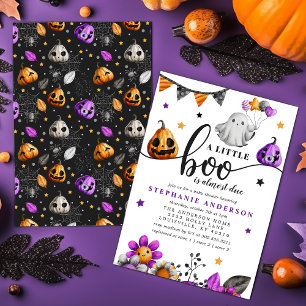 Ein kleines Gespenst kommt bald Halloween-Baby-Par Einladung