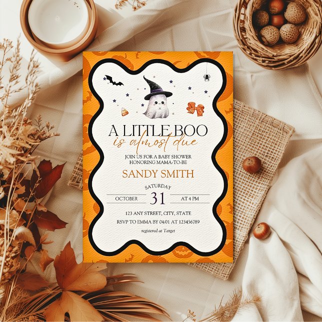 Ein kleines Ghost Halloween Fall Baby Dusche Einladung (A little boo is almost due Fall Halloween Baby Shower Invitation)