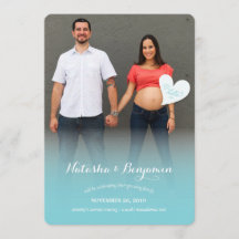 Ein kleines Hello Blue Pregnancy Foto Ankündigung