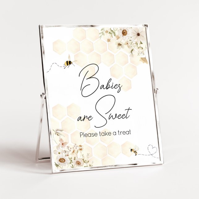 Ein kleines Honey Bee Baby Dusche Babys sind süß Poster (As Sweet as can Bee Baby Shower Babies are Sweet Sign)