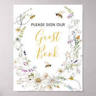 Ein kleines Honey Bee Wildblume Baby Show Gästebuc Poster