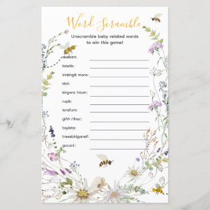 Ein kleines Honey Bee Wildblume Word Scramble