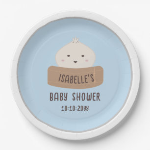 Ein kleines Klößchen ist auf dem Weg Baby Shower Pappteller