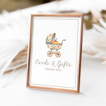 Ein kleines Kürbis-Baby-Shower-Karten-und-Geschenk