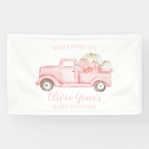 Ein kleines Kürbis-Baby-Shower-Rosa-LKW- Banner