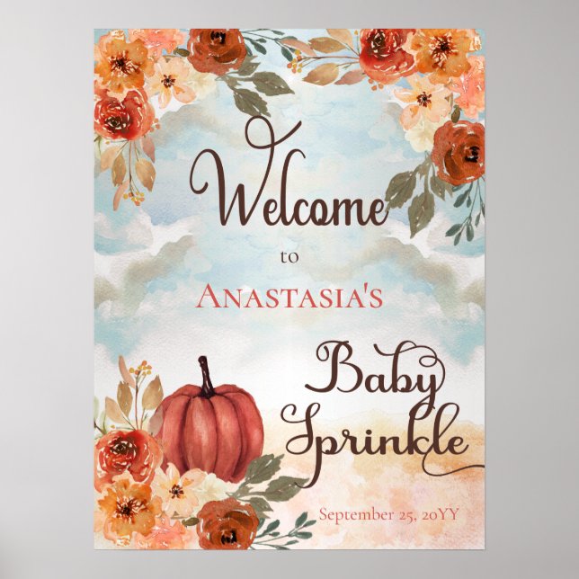Ein kleines Kürbisfloralmädchen Baby Sprinkle Will Poster (Vorne)