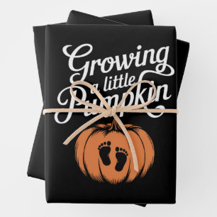Ein kleines Kürbiskind wird groß - Herbstschwanger Geschenkpapier Set