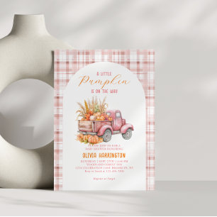 Ein kleines Kürbispink Truck Girl Babydusche Einladung