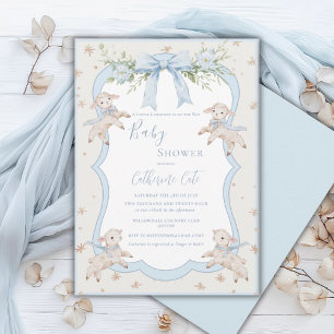 Ein kleines Lammchop Blau Lämmer Schaf Baby Shower Einladung