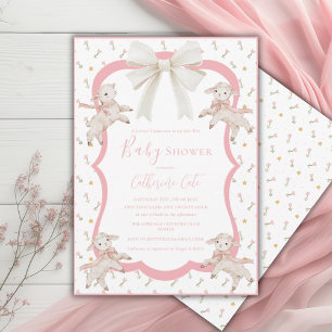 Ein kleines Lammchop rosa Lämmer Schafe Baby-Einla Einladung