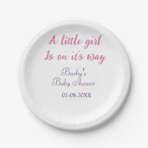 Ein kleines Mädchen ist auf dem Weg Baby Shower pi Pappteller