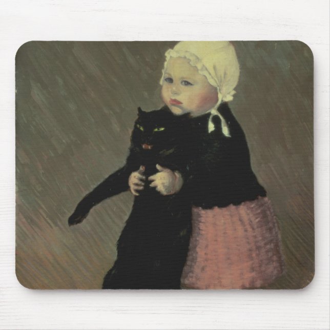 Ein kleines Mädchen mit einer Katze, 1889 Mousepad (Vorne)
