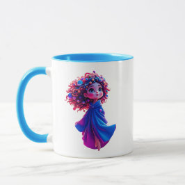 Ein kleines Mädchen schwebt leise in der Luft. Tasse