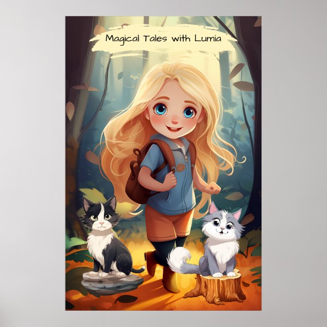 Ein kleines Mädchen und ihre beiden Katzen Poster (Vorne)