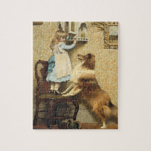 Ein kleines Mädchen und ihre Sheltie von Burton Ba