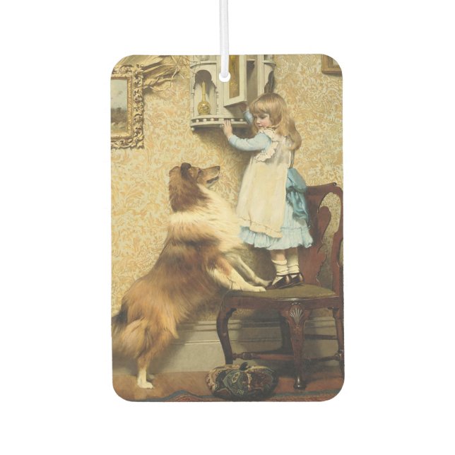 Ein kleines Mädchen und ihre Sheltie von Burton Ba Autolufterfrischer (Vorderseite)
