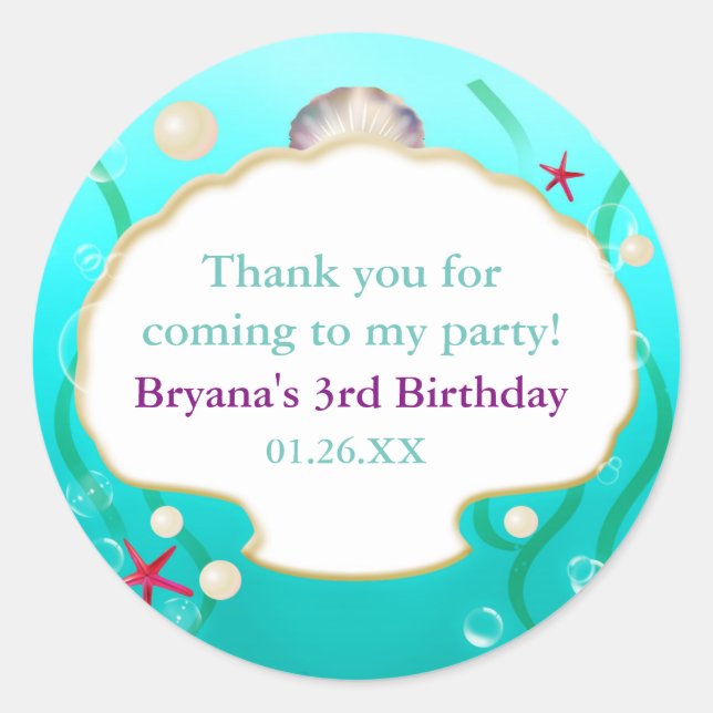 Ein kleines Meerjungfrau-Matching-Sea-Muschel-Gast Runder Aufkleber (Vorderseite)