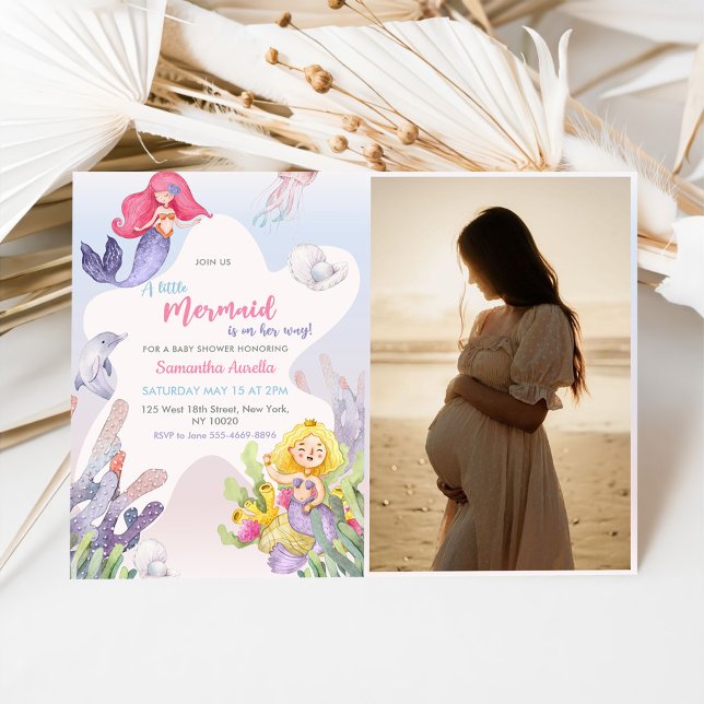 Ein kleines Mermaid Baby Dusche Mermaid Party Foto Einladung (Von Creator hochgeladen)