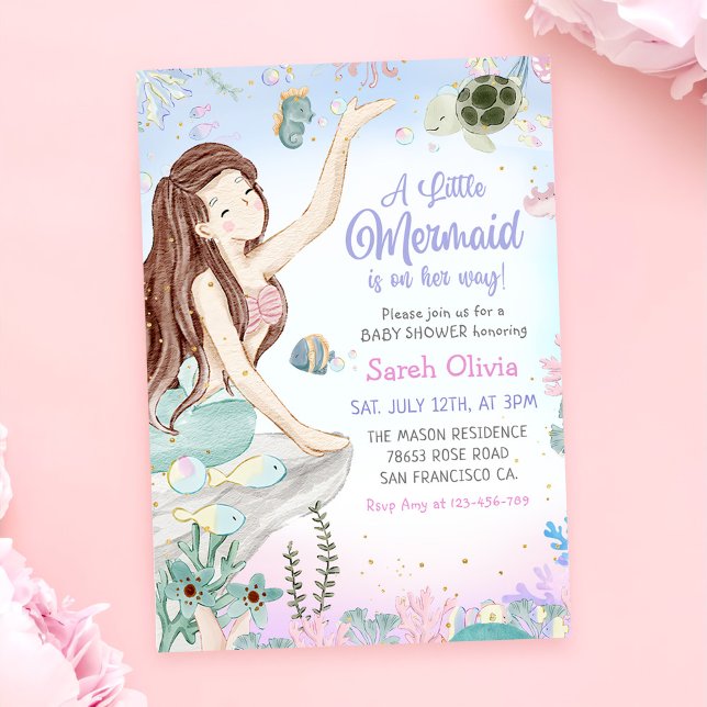 Ein kleines Mermaid Girl Shower Party Einladung (Von Creator hochgeladen)