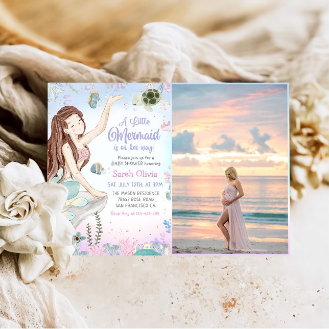 Ein kleines Mermaid Girl Shower Party Foto Einladung (Von Creator hochgeladen)