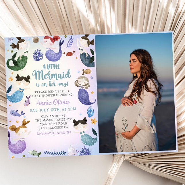 Ein kleines Mermaid Girl Shower Party Foto Einladung (Von Creator hochgeladen)
