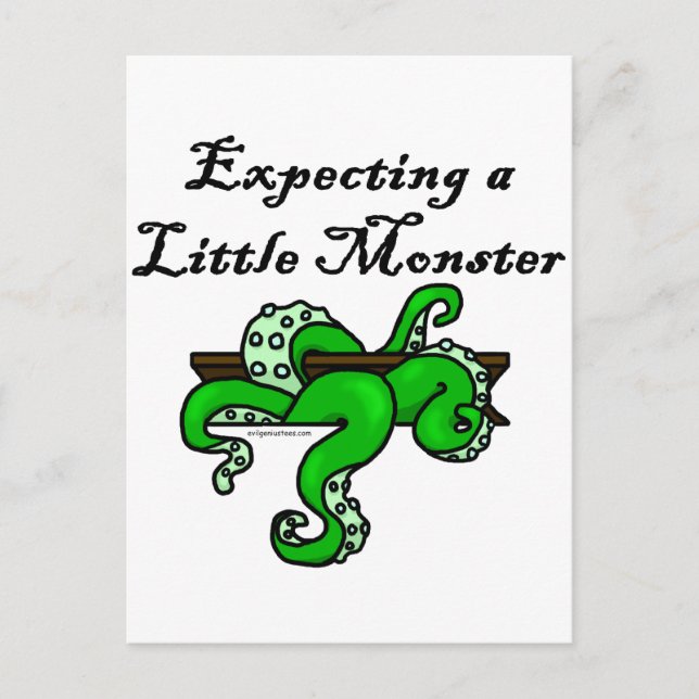 Ein kleines Monster erwarten Postkarte (Vorderseite)