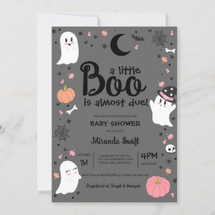 Ein kleines Niedliches Halloween-Pink-Graue-Babydu Einladung