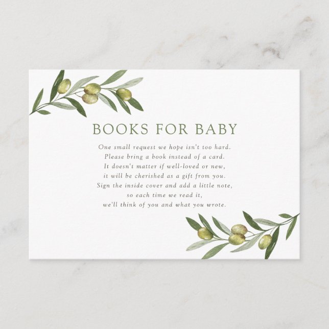 Ein kleines Olive Baby Duschbücher für Baby Begleitkarte (Vorderseite)