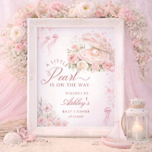 Ein kleines Perlenmädchen Baby Shower Willkommen Poster