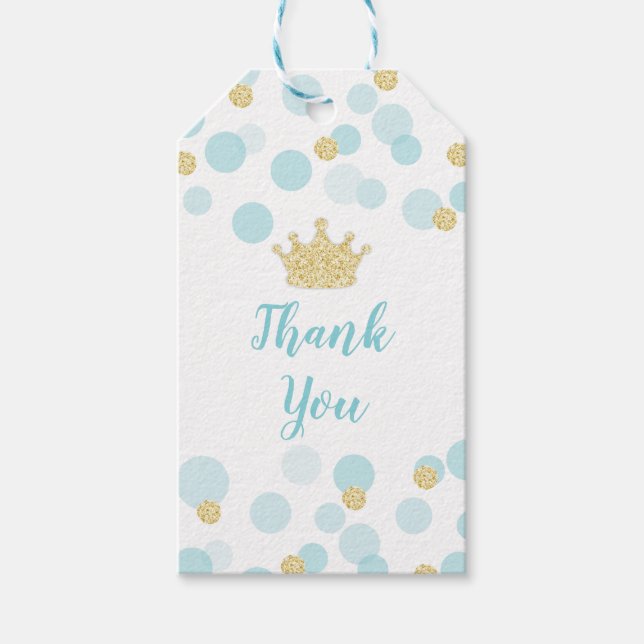 Ein kleines Prince Baby Dusche Blue Gold Geschenkanhänger (Vorderseite)