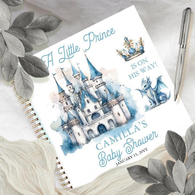 Ein kleines Prince Boy Baby Shower Guest Book Notizbuch ("A Little Prince Is On His Way!" Royal-themed Boy Baby Shower Guest Book.)