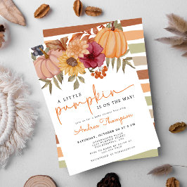Ein kleines Pumpkin Autumn Floral Pumpkin Baby Sho Einladung