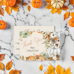 Ein kleines Pumpkin Baby Dusche danke Mitteilungskarte