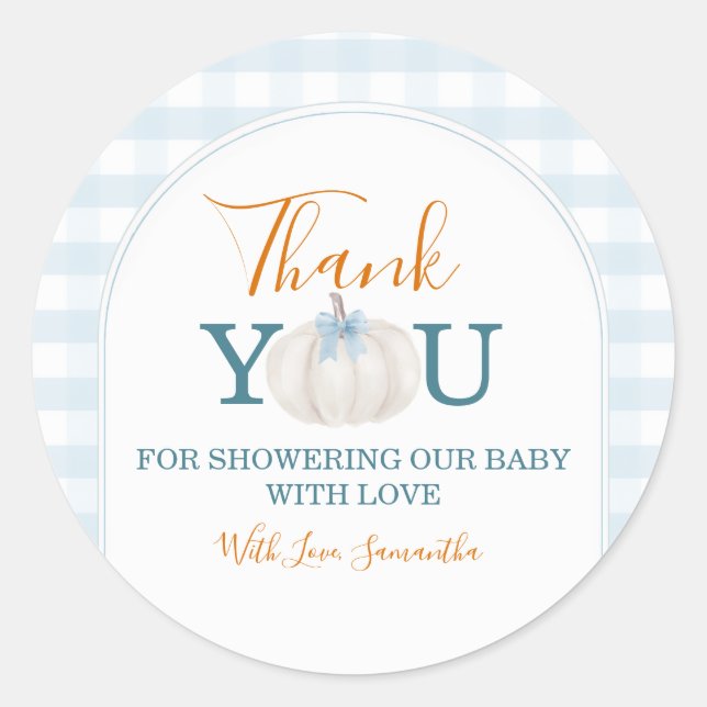 Ein kleines Pumpkin Blue Truck Baby Dusche Vielen  Runder Aufkleber (Vorderseite)