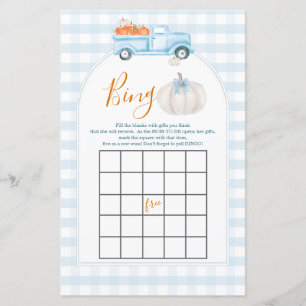 Ein kleines Pumpkin Blue Truck Gingham Bingo Spiel