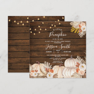 Ein kleines Pumpkin Boho Baby Dusche Wood Einladung