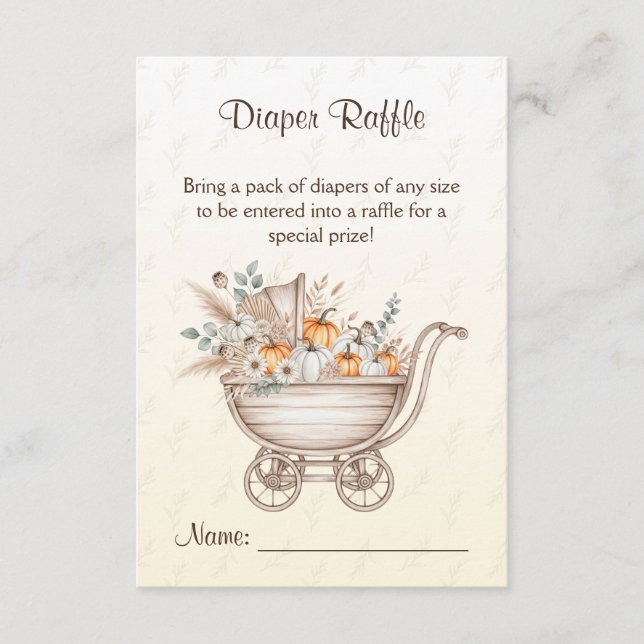 Ein kleines Pumpkin Boho Babydusche Windeln Raffle Begleitkarte (Vorderseite)