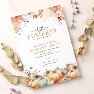 Ein kleines Pumpkin Boho Fall Baby Dusche Einladung