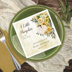 Ein kleines Pumpkin ernährt Gold Floral Baby Dusch Serviette