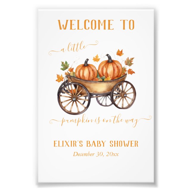 Ein kleines Pumpkin Fall Baby Duschgeschlecht neut Fotodruck (Vorne)