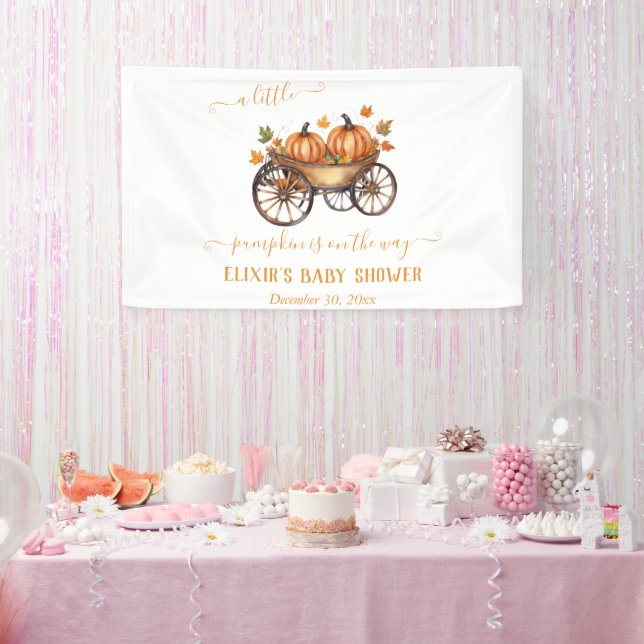 Ein kleines Pumpkin Fall Babydusche Geschlecht Neu Banner (Party)