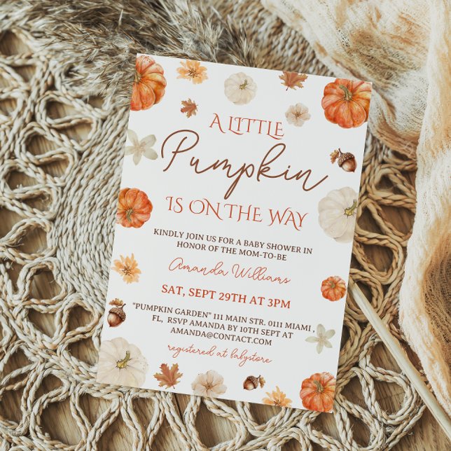 Ein kleines Pumpkin Floral Herbst Babydusche Einladung (Von Creator hochgeladen)