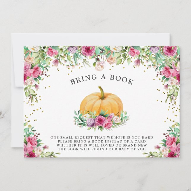 Ein kleines Pumpkin Girly Floral Vielen Dank Einladung (Vorderseite)