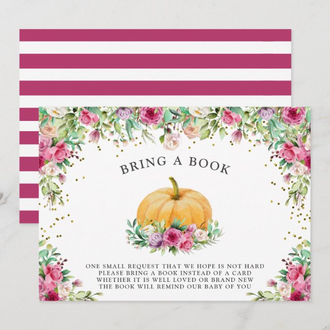 Ein kleines Pumpkin Girly Floral Vielen Dank für d Einladung (Vorne/Hinten)