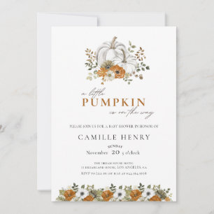 Ein kleines Pumpkin Herbst Floral Fall Baby Dusche Einladung