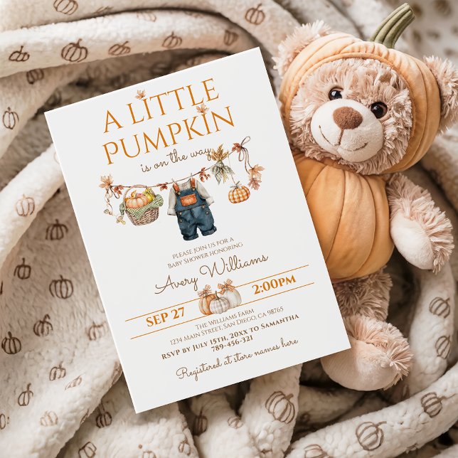 Ein kleines Pumpkin Rustic Boho Fall Baby Dusche Einladung (Von Creator hochgeladen)