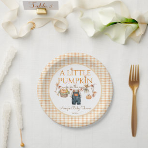 Ein kleines Pumpkin Rustic Boho Fall Baby Dusche Pappteller