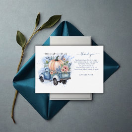 Ein kleines Pumpkin Truck Blue Watercolor Baby Dus Dankeskarte